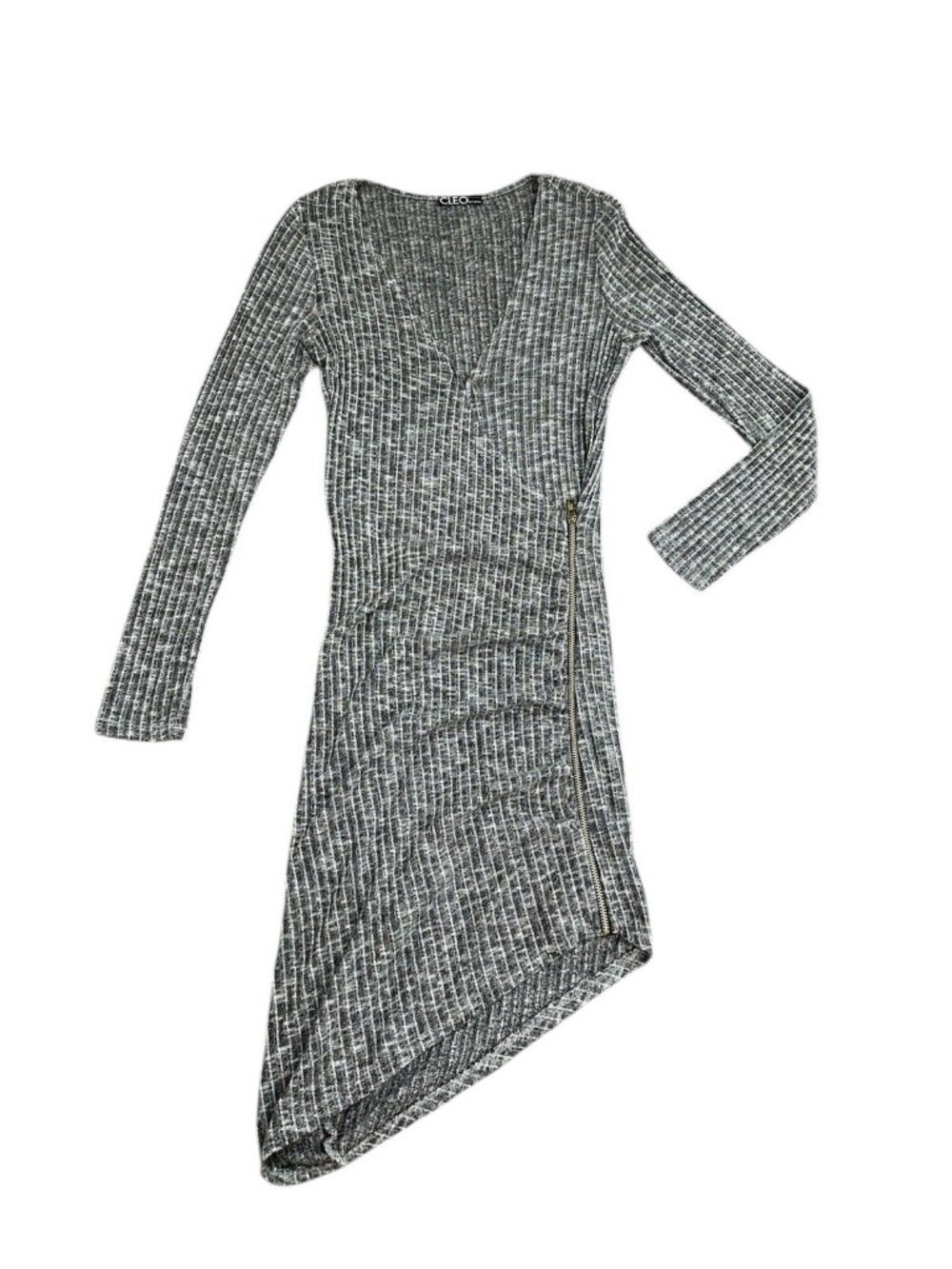Cleo Apparel gray  long sleeve Asymmetric dress Size Xs